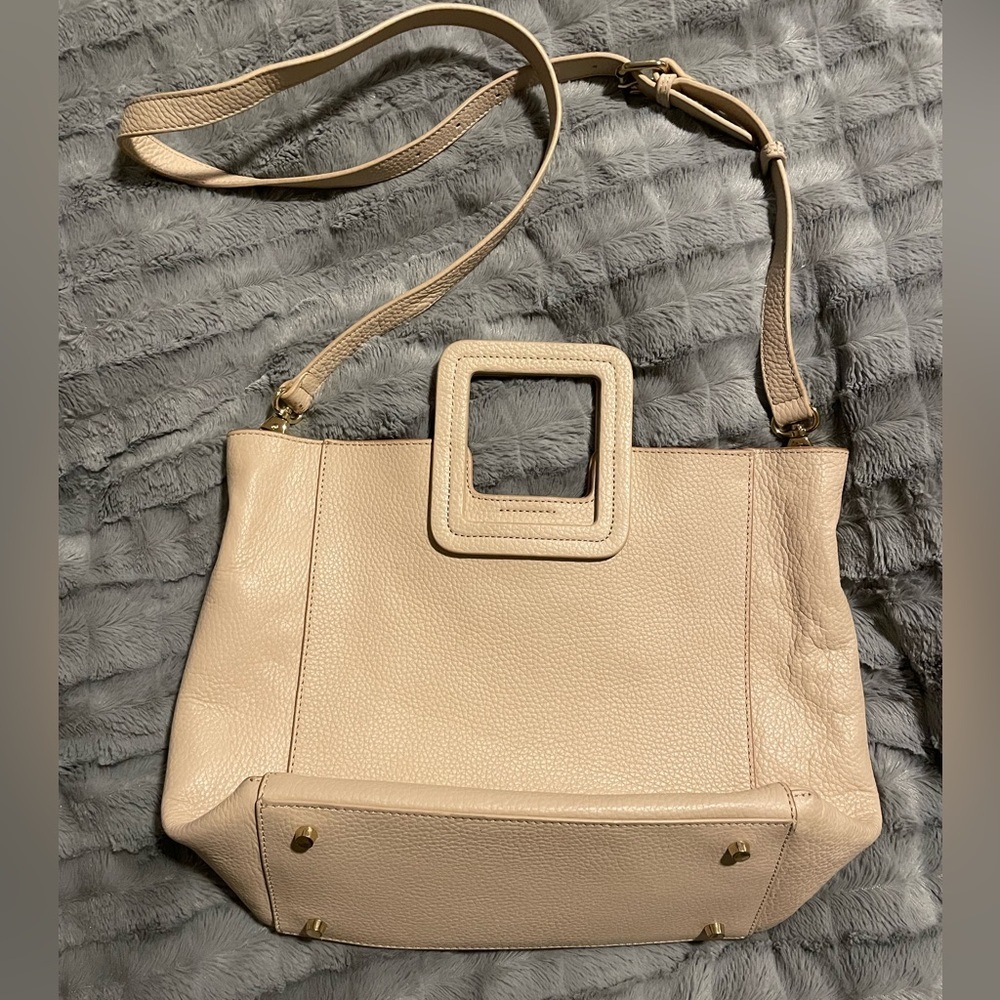 Women’s Beige Crossbody Tote Bag with Square Top Handle
